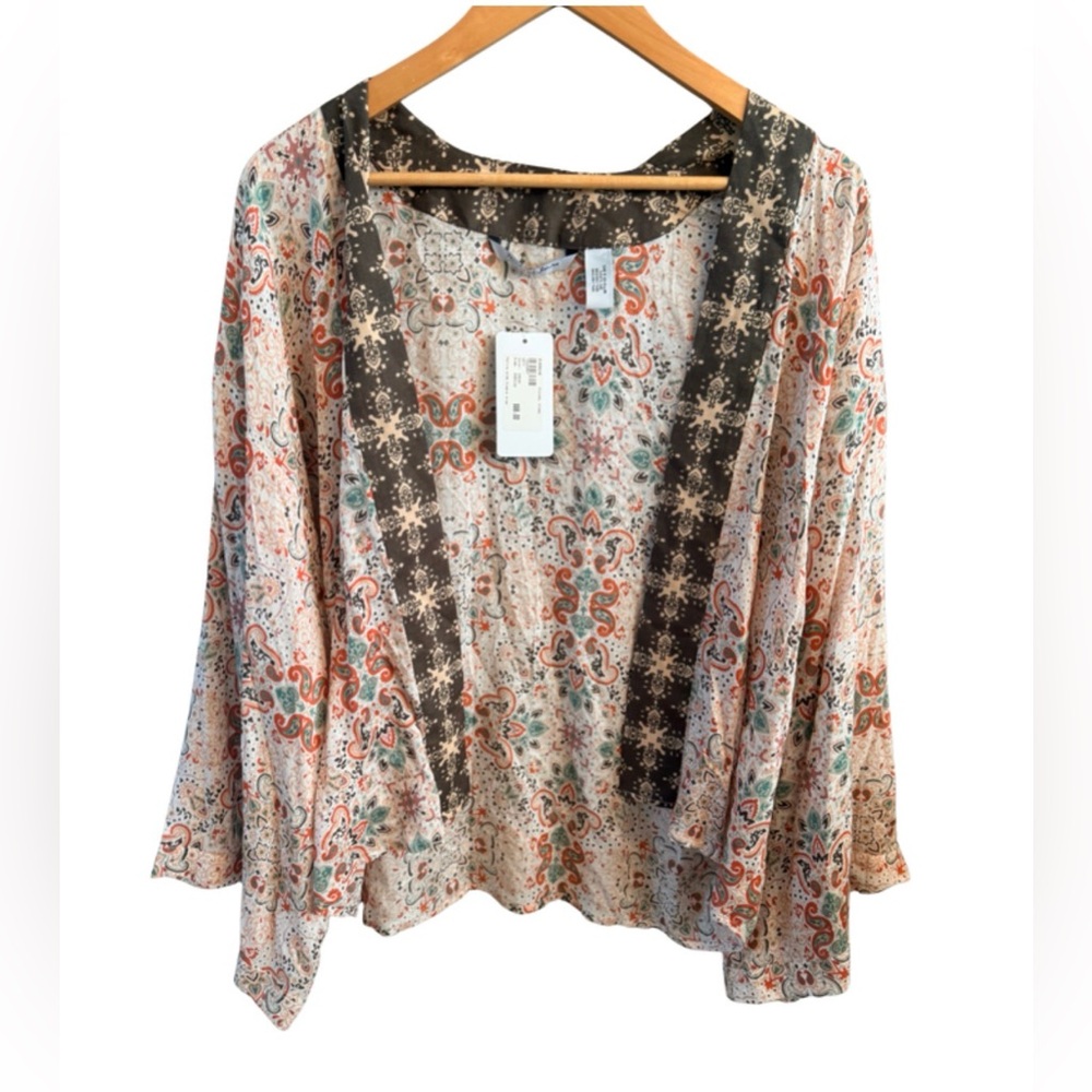 NWT Michael Stars Evereve Wide Sleeve Kimona Wrap One Size Paisley - Picture 2 of 7